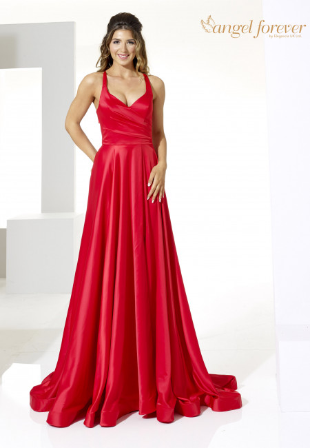 Angel Forever red satin ballgown